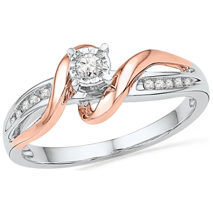 mayamila Rings 10kt White Rosetone Gold Womens Round Diamond Solitaire Bridal Wedding Engagement Ring 18 Cttw