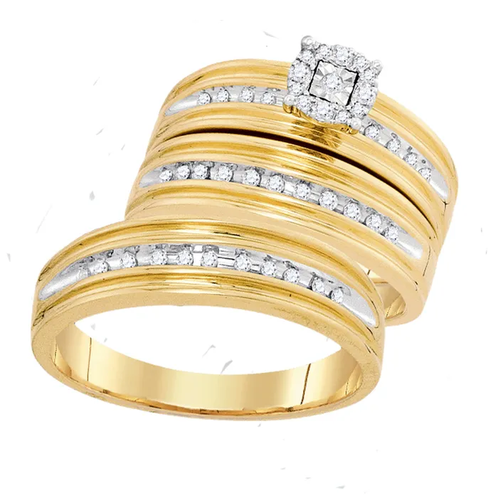 mayamila Rings 10kt Yellow Gold His Hers Round Diamond Solitaire Matching Bridal Wedding Ring Band Set 13 Cttw mayamila Rings 10kt Yellow Gold His Hers Round Diamond Solitaire Matching Bridal Wedding Ring Band Set 13 Cttw