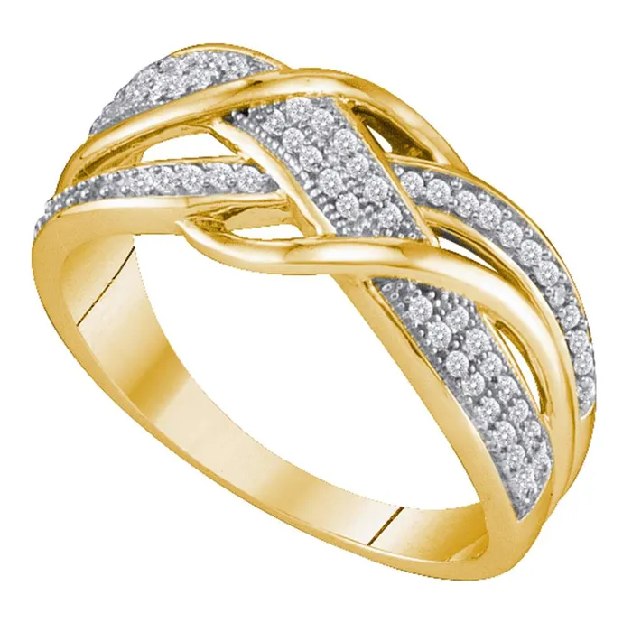 mayamila Rings 10kt Yellow Gold Womens Round Diamond Crossover Band Ring 15 Cttw mayamila Rings 10kt Yellow Gold Womens Round Diamond Crossover Band Ring 15 Cttw