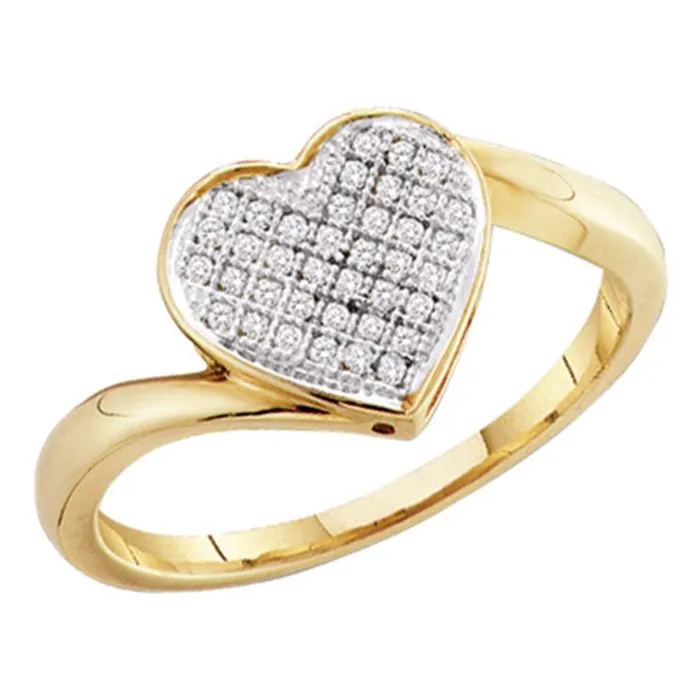 mayamila Rings 10kt Yellow Gold Womens Round Diamond Heart Love Cluster Ring 120 Cttw mayamila Rings 10kt Yellow Gold Womens Round Diamond Heart Love Cluster Ring 120 Cttw