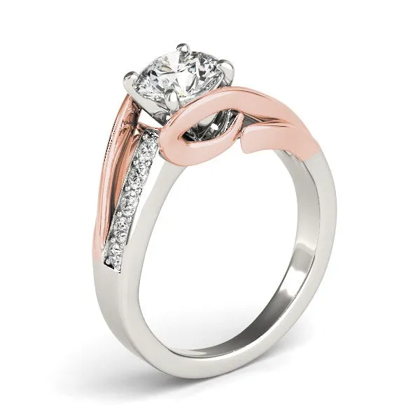 mayamila Rings 14K White And Rose Gold Bypass Round Split Shank Diamond Engagement Ring 1 18 ct tw