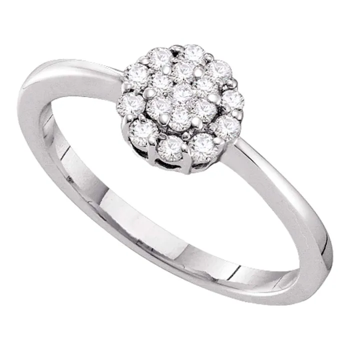 mayamila Rings 14kt White Gold Womens Round Diamond Circle Frame Flower Cluster Ring 14 Cttw mayamila Rings 14kt White Gold Womens Round Diamond Circle Frame Flower Cluster Ring 14 Cttw