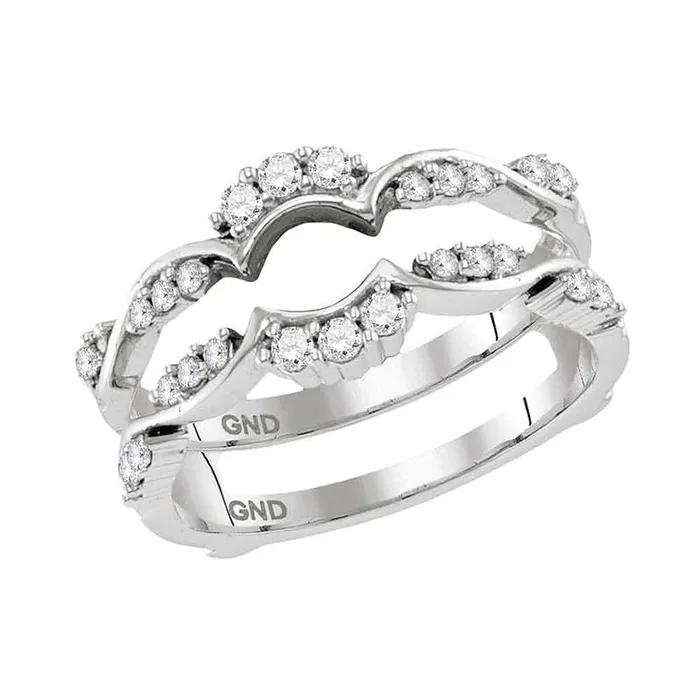 mayamila Rings 14kt White Gold Womens Round Diamond Ring Guard Wrap Solitaire Enhancer 13 Cttw