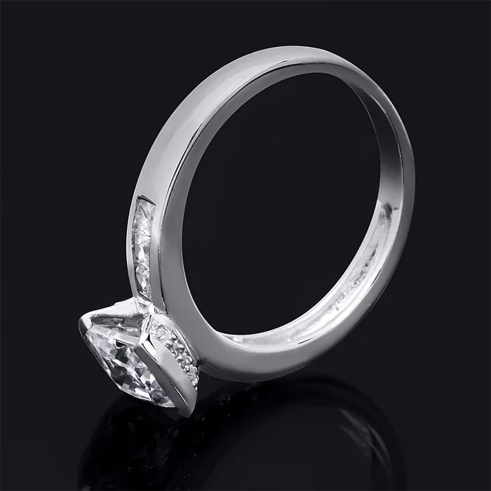 MayaMila Rings Delicate 125 CT Sterling Silver Princess Emerald Cut Wedding Ring