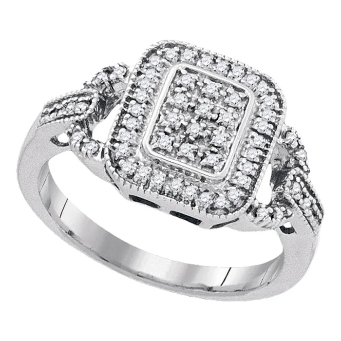 mayamila Rings Sterling Silver Womens Round Diamond Rectangle Frame Cluster Ring 14 Cttw mayamila Rings Sterling Silver Womens Round Diamond Rectangle Frame Cluster Ring 14 Cttw