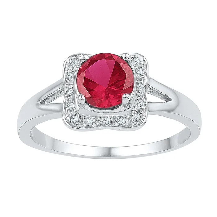 mayamila Rings Sterling Silver Womens Round LabCreated Ruby Solitaire Diamond Ring 1112 Cttw mayamila Rings Sterling Silver Womens Round LabCreated Ruby Solitaire Diamond Ring 1112 Cttw