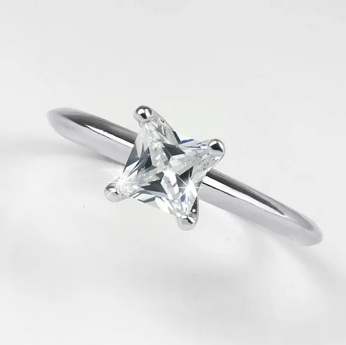 mayamila Rings Womens 075 Ct Solitaire PRINCESS CUT Wedding Engagement Promise RING SIZE 59