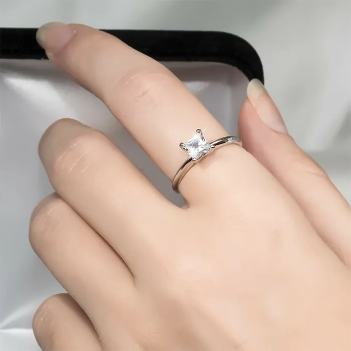 mayamila Rings Womens 075 Ct Solitaire PRINCESS CUT Wedding Engagement Promise RING SIZE 59