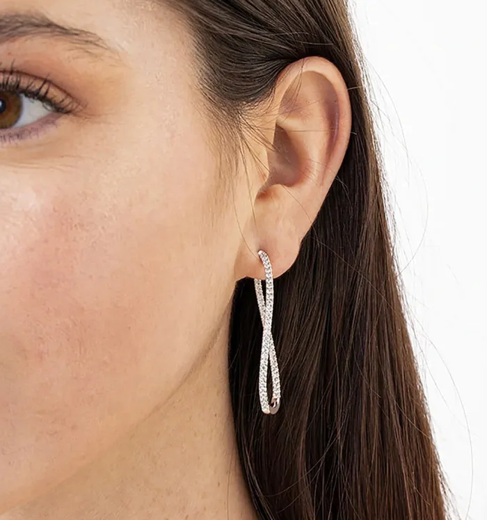Memoire Earrings Diamond EarringsMemoire Shared Prong Twist Hoops 20101677