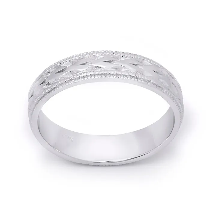 Mens Vintage Anniversary Wedding Band Ring Solid Sterling Silver 5mm mayamila Rings