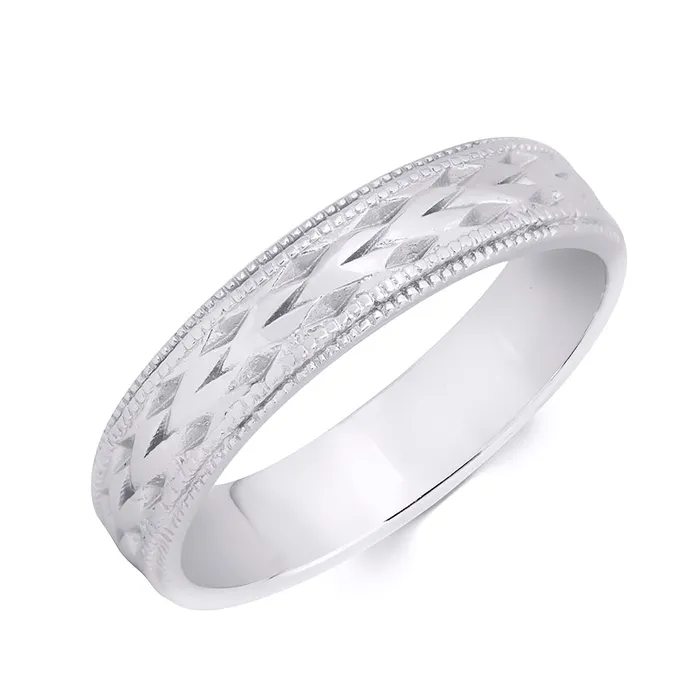 Mens Vintage Anniversary Wedding Band Ring Solid Sterling Silver 5mm mayamila Rings