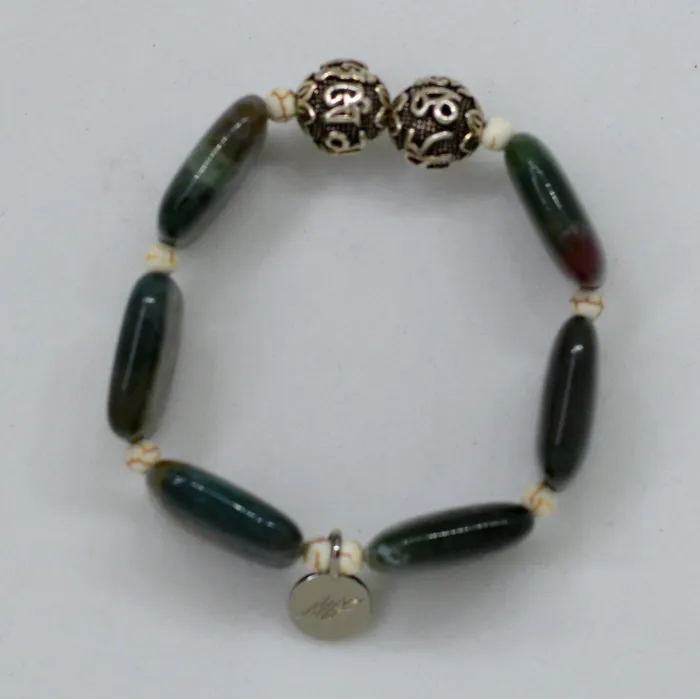 Mystic Flavia Bracelets Fancy Jasper Square Bead Silver Bracelet 12 MM