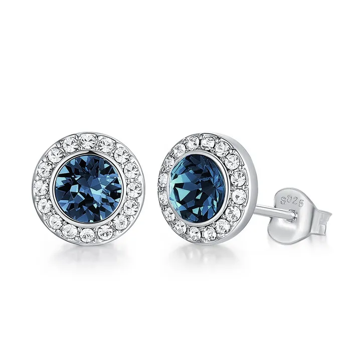 Mystic Flavia Earrings Blue Ocean Stud Swarovski Crystal Silver Earrings Mystic Flavia Earrings Blue Ocean Stud Swarovski Crystal Silver Earrings