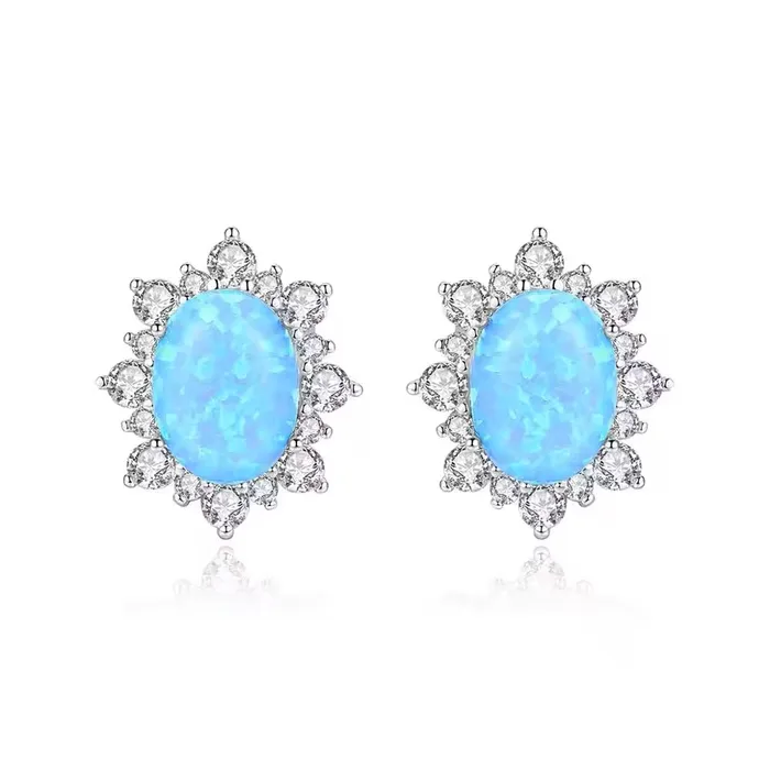 Mystic Flavia Earrings Blue Opal Gemstone Starry Silver Earrings