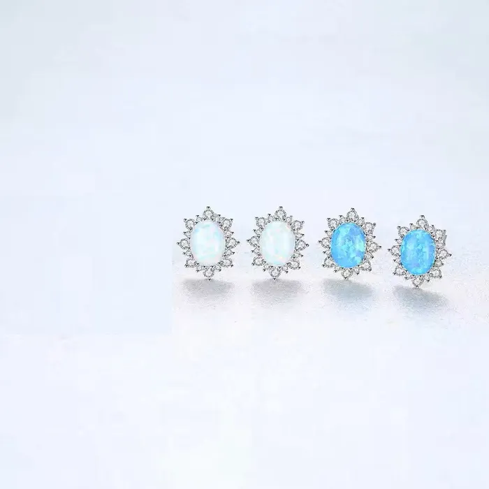 Mystic Flavia Earrings Blue Opal Gemstone Starry Silver Earrings