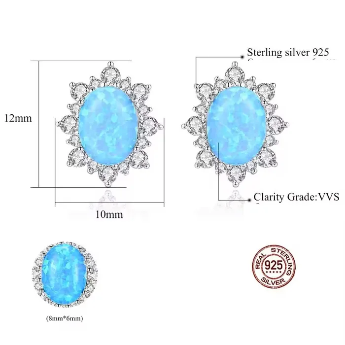 Mystic Flavia Earrings Blue Opal Gemstone Starry Silver Earrings