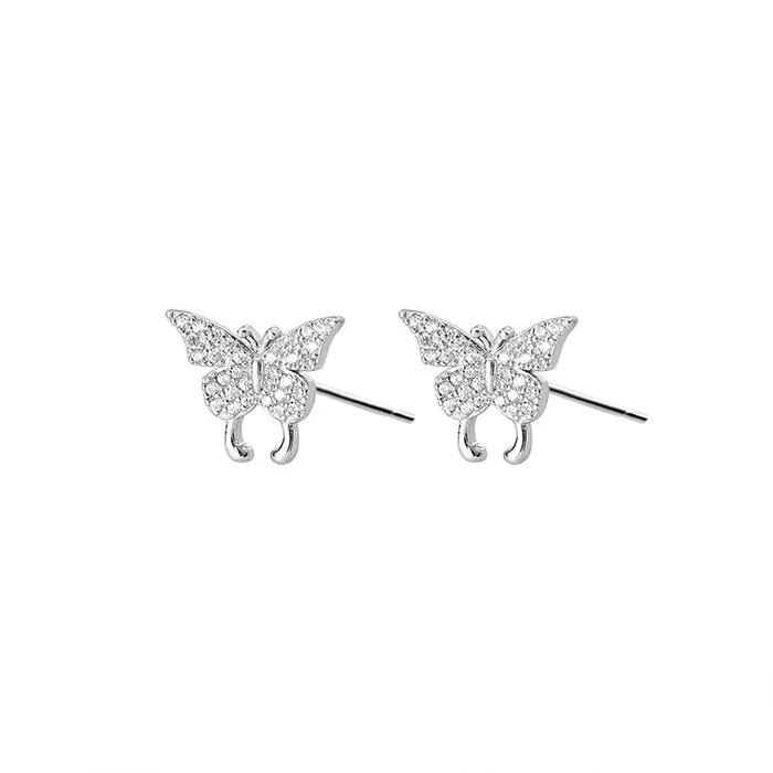 Mystic Flavia Earrings Dainty Butterfly Zircon Studded Silver Earrings