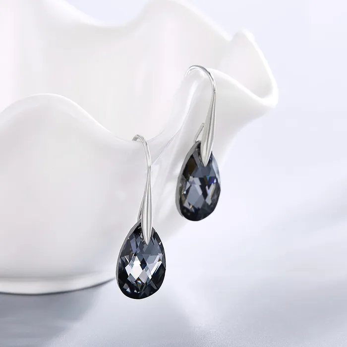 Mystic Flavia Earrings Milano Black Drop Swarovski Silver Earrings