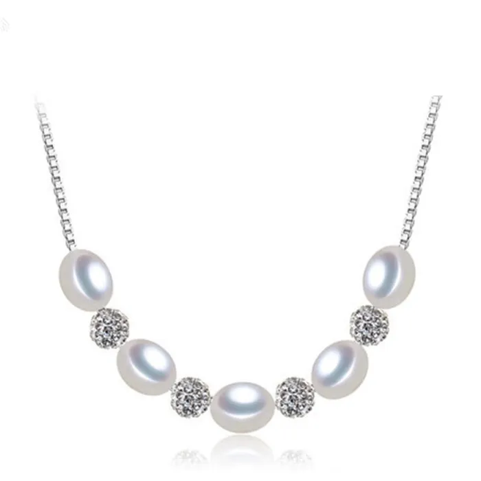 Mystic Flavia Necklaces Elegant 5 Natural Pearl au Zircon Silver Necklace