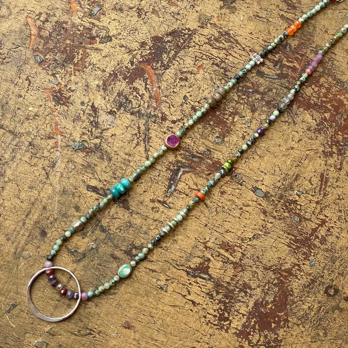 Necklaces Afghan Turquoise Circle Necklace Riverstone
