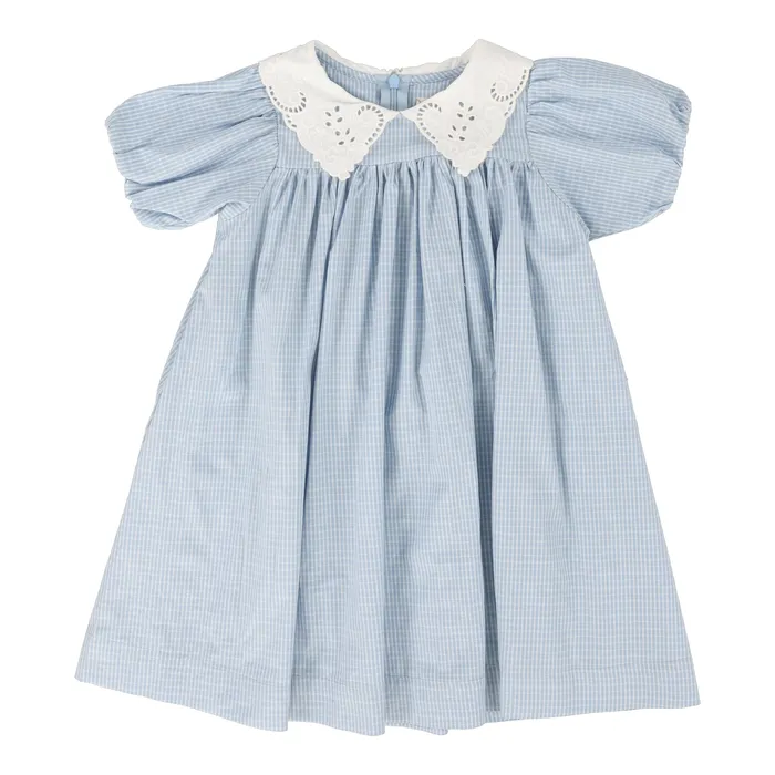 Necklaces Analogie Analogie Windowpane Dress Short Sleeve Light Blue
