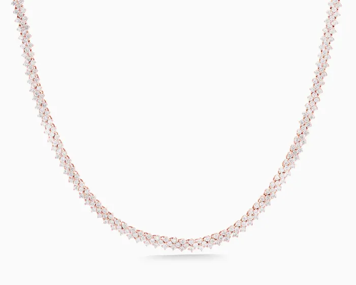 Necklaces Carbon Hyde Chevron Tennis Necklace 14K Rose Gold