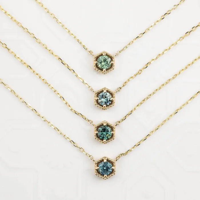 Necklaces Envero Jewelry Milgrain Necklace 4mm Montana Sapphire Necklaces Envero Jewelry Milgrain Necklace 4mm Montana Sapphire
