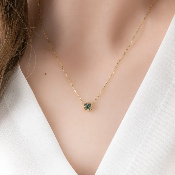 Necklaces Envero Jewelry Milgrain Necklace 4mm Montana Sapphire Necklaces Envero Jewelry Milgrain Necklace 4mm Montana Sapphire
