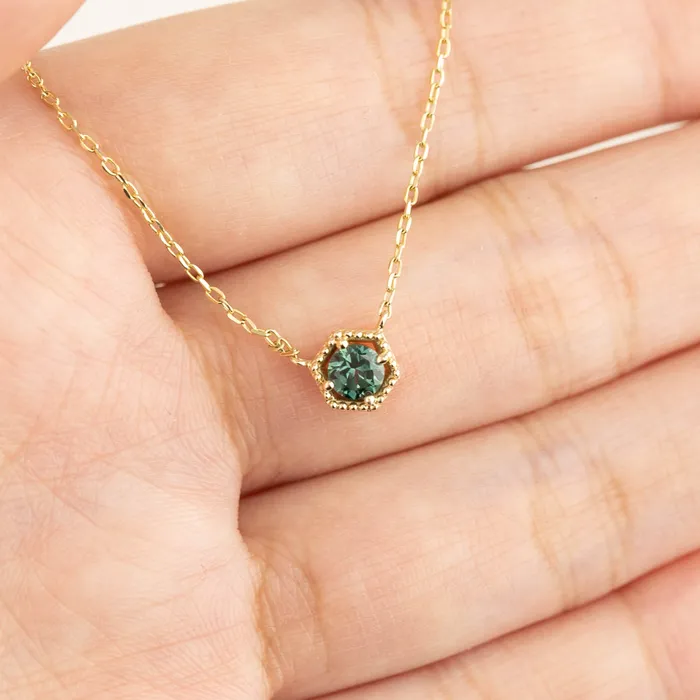 Necklaces Envero Jewelry Milgrain Necklace 4mm Montana Sapphire Necklaces Envero Jewelry Milgrain Necklace 4mm Montana Sapphire