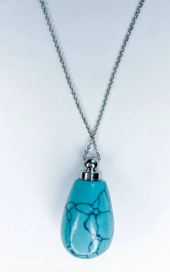 Necklaces HoopLa Style Gemstone Perfume Bottle Necklace Oval