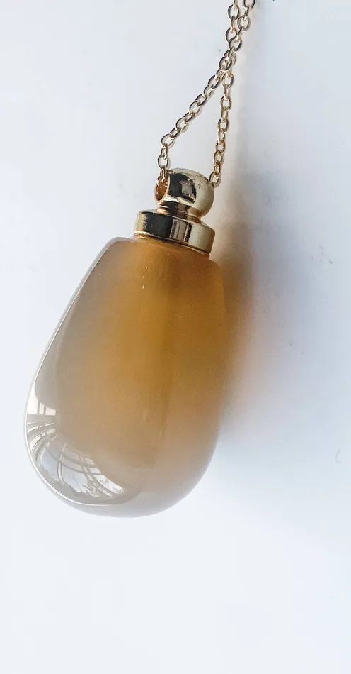 Necklaces HoopLa Style Gemstone Perfume Bottle Necklace Oval