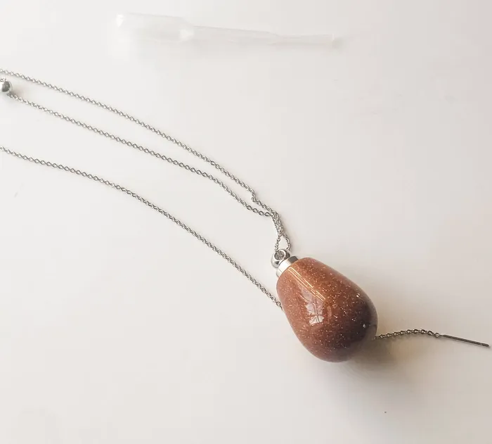 Necklaces HoopLa Style Gemstone Perfume Bottle Necklace Oval