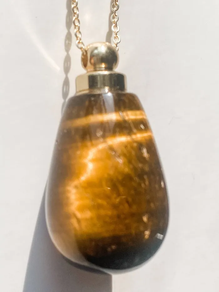 Necklaces HoopLa Style Gemstone Perfume Bottle Necklace Oval