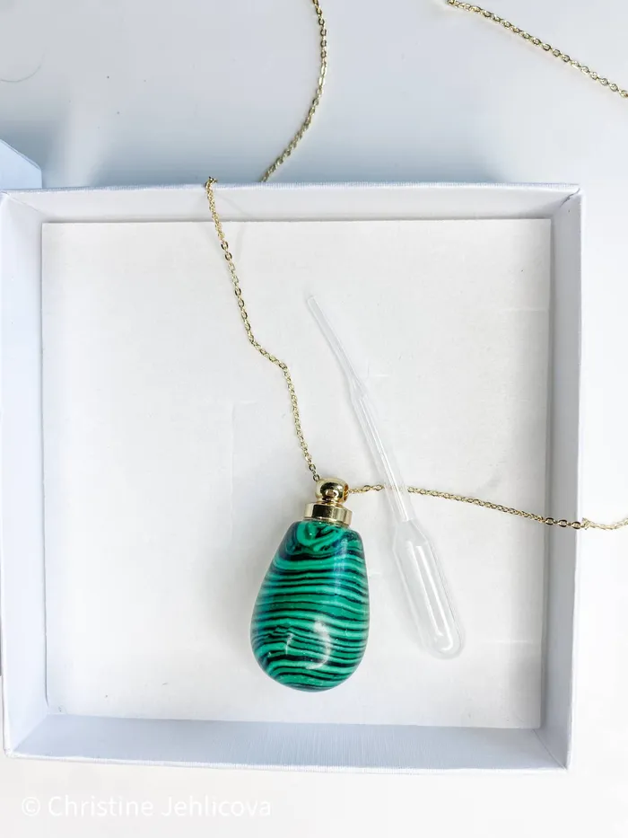 Necklaces HoopLa Style Gemstone Perfume Bottle Necklace Oval