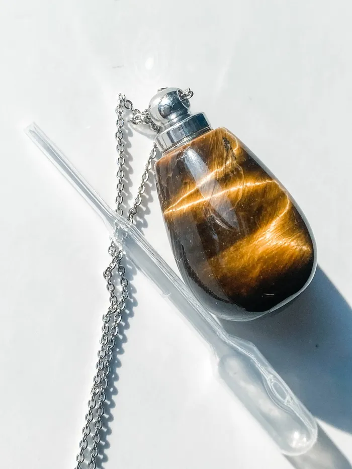 Necklaces HoopLa Style Gemstone Perfume Bottle Necklace Oval