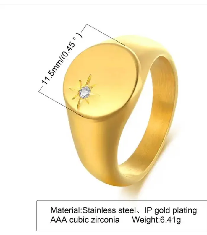 Necklaces HoopLa Style Signet with Crystal Rings Steel 14K gold Waterproof