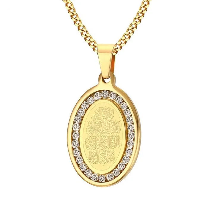 Necklaces JustDuaIt Iced Out Qalam Necklace Gold