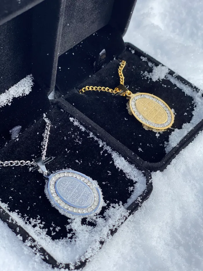Necklaces JustDuaIt Iced Out Qalam Necklace Gold