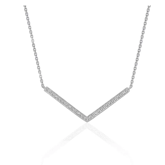 Necklaces MayaMila Diamond Chevron Pendant in 14k White Gold 13 cttw