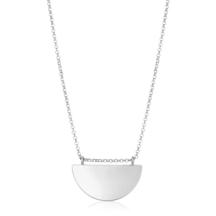 Necklaces MayaMila Sterling Silver 18 inch Polished Half Circle Necklace