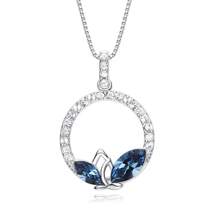 Necklaces Mystic Flavia Zurich Azure Circle Pendant Swarovski Silver Necklace Necklaces Mystic Flavia Zurich Azure Circle Pendant Swarovski Silver Necklace