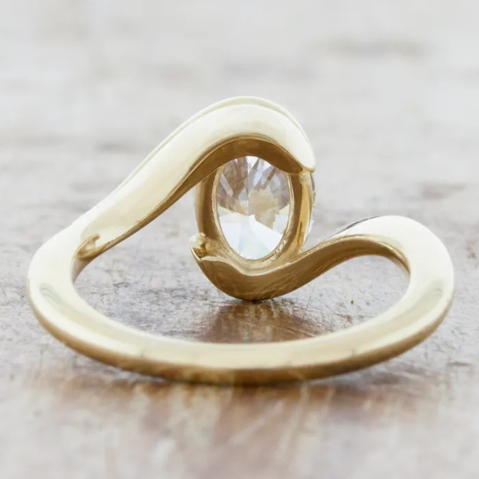 Oval Cut Bypass Solitaire Engagement Ring in Sterling Silver Shineofidamond Rings