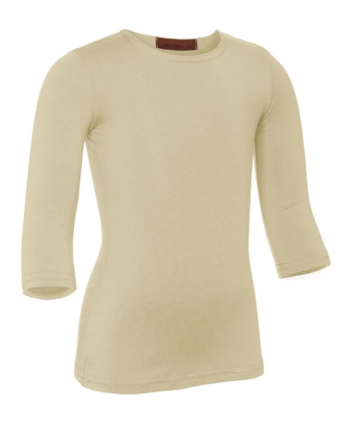 PBJ Girls Cotton 34 Sleeve Shell Beige Pea Bee Jae Earrings