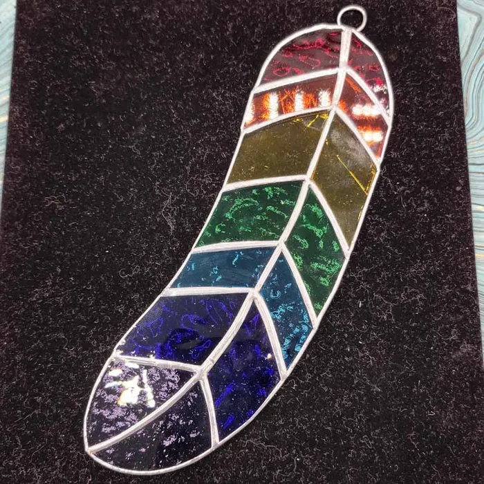 Rainbow Feather Stained Glass Avalon Trading Earrings