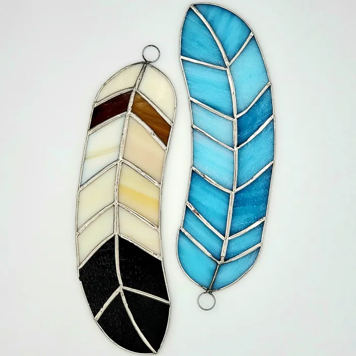 Rainbow Feather Stained Glass Avalon Trading Earrings
