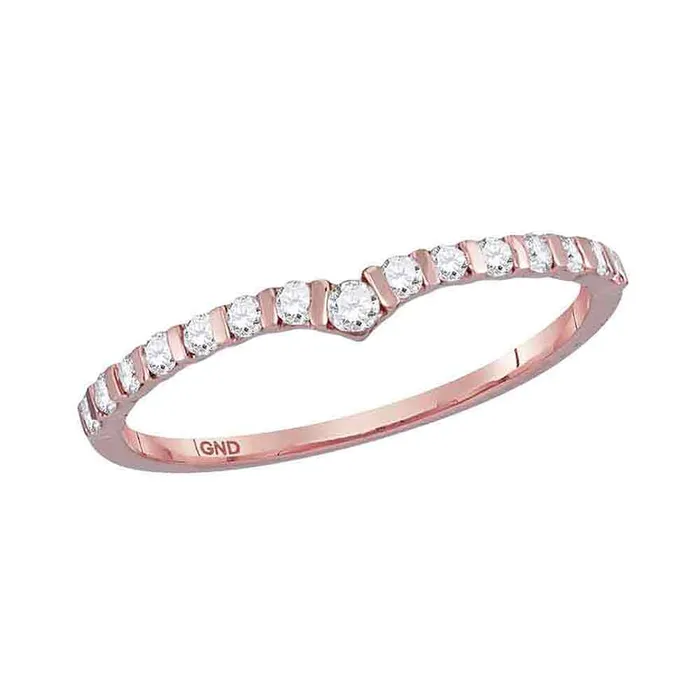 Rings 10kt Rose Gold Womens Round Diamond Chevron Stackable Band Ring 14 Cttw mayamila Rings 10kt Rose Gold Womens Round Diamond Chevron Stackable Band Ring 14 Cttw mayamila