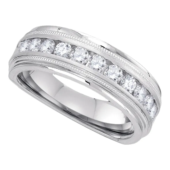 Rings 10kt White Gold Mens Round Diamond Wedding Band Ring 100 Cttw mayamila