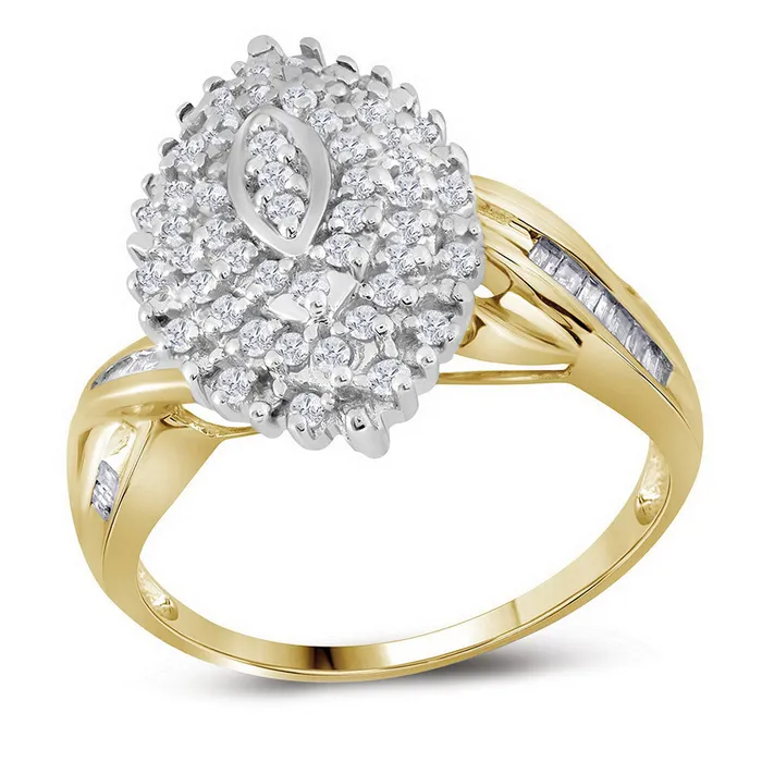 Rings 10kt Yellow Gold Womens Round Diamond Oval Twist Cluster Ring 34 Cttw mayamila Rings 10kt Yellow Gold Womens Round Diamond Oval Twist Cluster Ring 34 Cttw mayamila