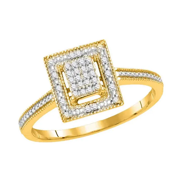 Rings 10kt Yellow Gold Womens Round Diamond Square Cluster Ring 110 Cttw mayamila Rings 10kt Yellow Gold Womens Round Diamond Square Cluster Ring 110 Cttw mayamila