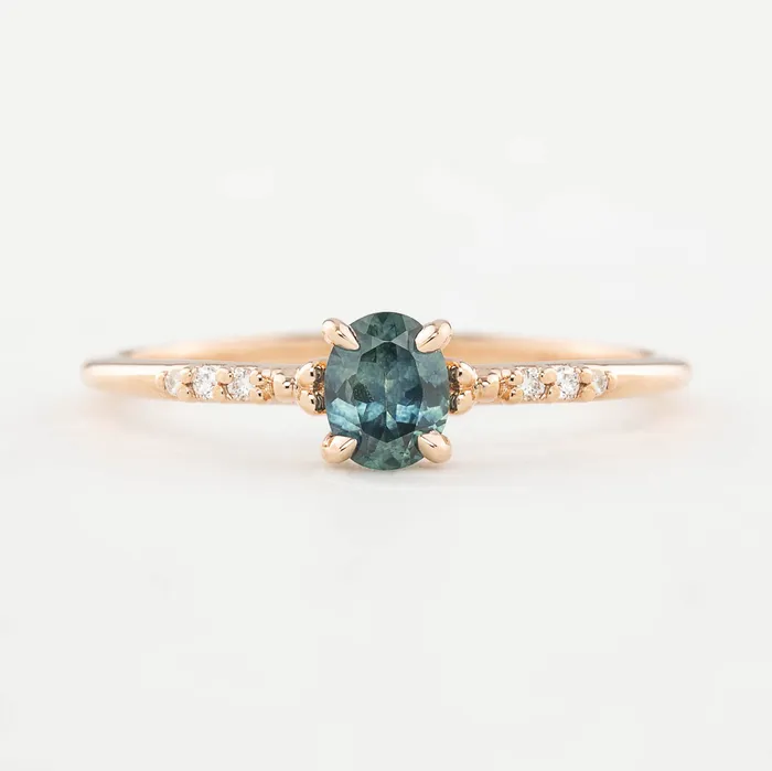 Rings Eloise Ring 5x4mm 045ct Green Montana Sapphire 14k Rose Gold Envero Jewelry Rings Eloise Ring 5x4mm 045ct Green Montana Sapphire 14k Rose Gold Envero Jewelry